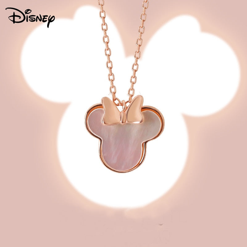 Disney Minnie Mouse Collana Donna In Argento Sterling Con Cristalli Placcati Oro Rosa - Catena Fine Rotonda - N902302PRWL-16.PH