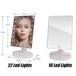 LED Lights Touch Screen Makeup Mirror (16 / 22 LED) | Black0ut